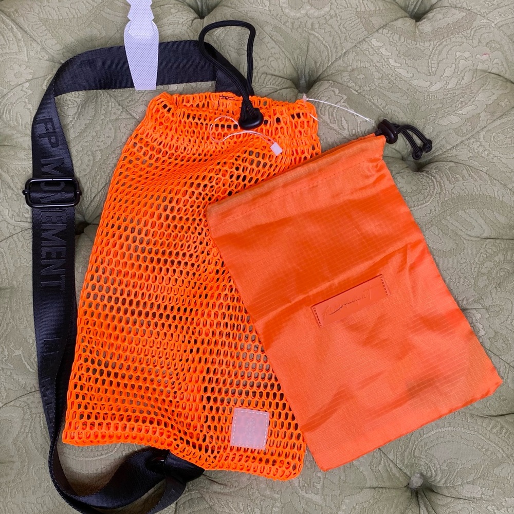 Free People Free Movement Mini Mesh Sling Bag Neon Orange NEW Double Bags NWT